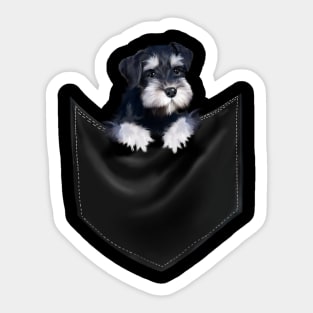 Miniature Schnauzer inside Pocket, Dog Lover Sticker